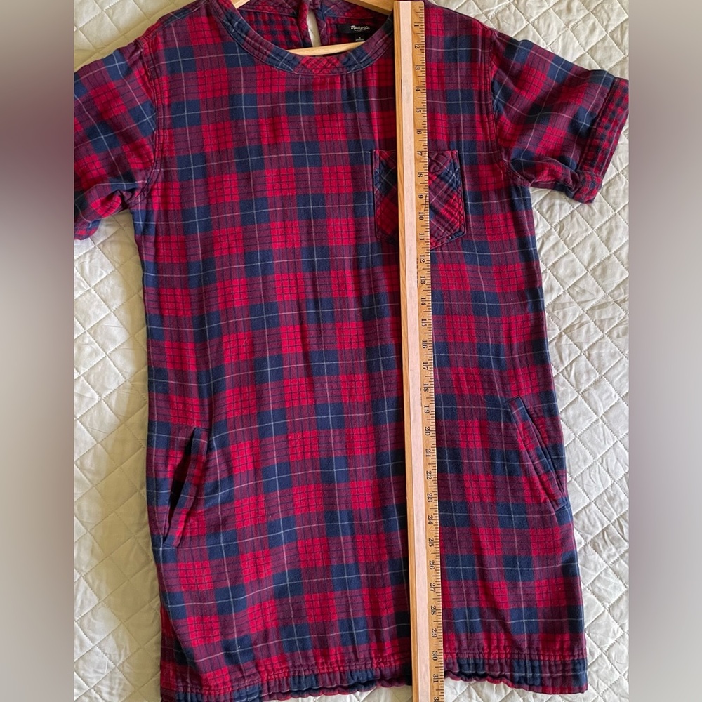 Madewell Edina Red and Blue Plaid Flannel Mini Dress - Picture 7 of 10